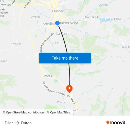 Dílar to Dúrcal map