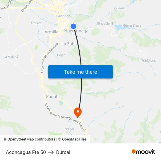 Aconcagua Fte 50 to Dúrcal map