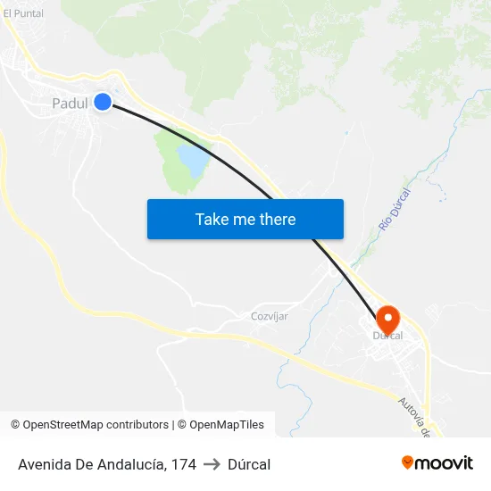 Avenida De Andalucía, 174 to Dúrcal map