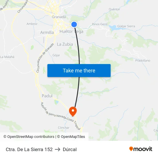 Ctra. De La Sierra 152 to Dúrcal map