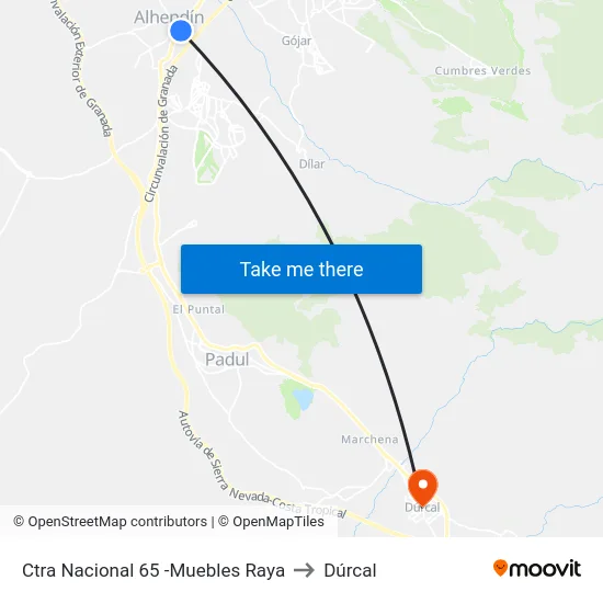 Ctra Nacional 65 -Muebles Raya to Dúrcal map