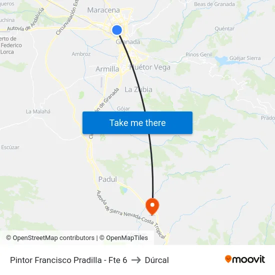 Pintor Francisco Pradilla - Fte 6 to Dúrcal map