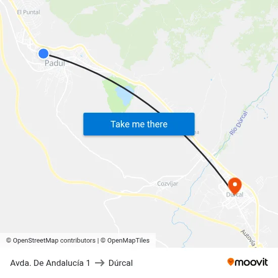 Avda. De Andalucía 1 to Dúrcal map