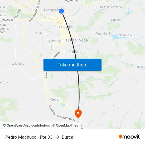Pedro Machuca - Fte 33 to Dúrcal map