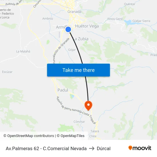 Av.Palmeras 62 - C.Comercial Nevada to Dúrcal map