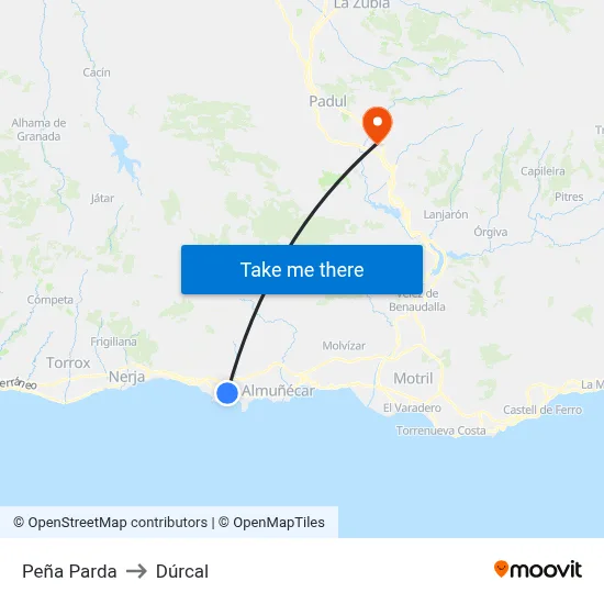 Peña Parda to Dúrcal map