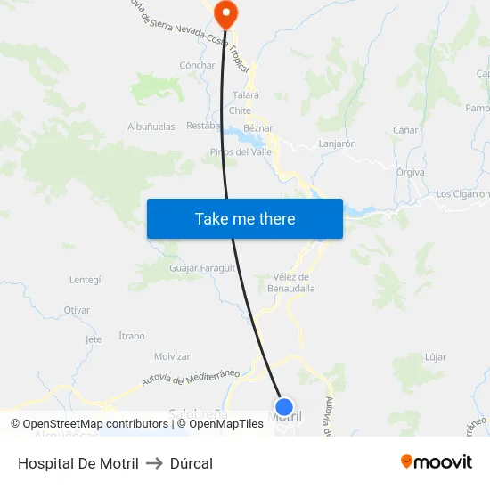 Hospital De Motril to Dúrcal map