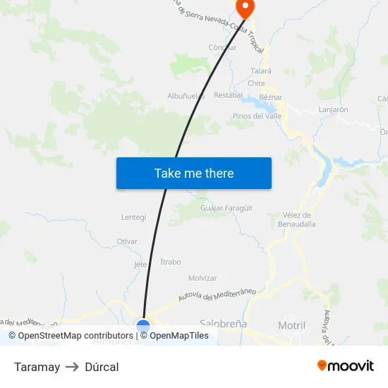 Taramay to Dúrcal map