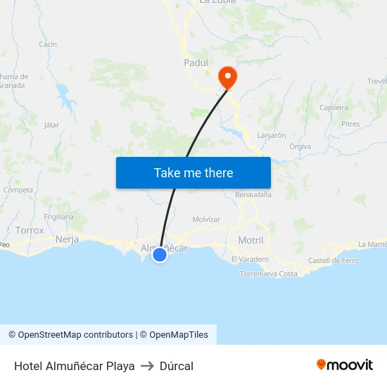 Hotel Almuñécar Playa to Dúrcal map
