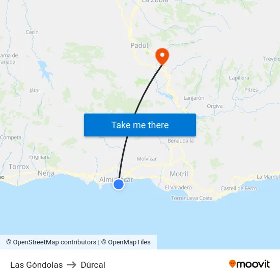 Las Góndolas to Dúrcal map