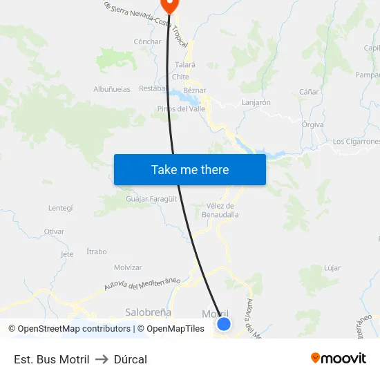 Est. Bus Motril to Dúrcal map