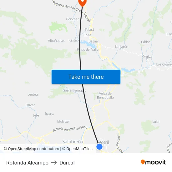 Rotonda Alcampo to Dúrcal map