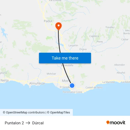 Puntalon 2 to Dúrcal map