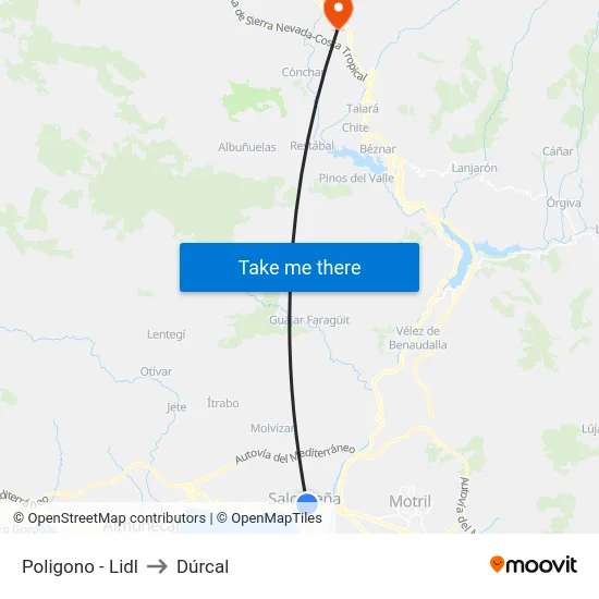 Poligono - Lidl to Dúrcal map