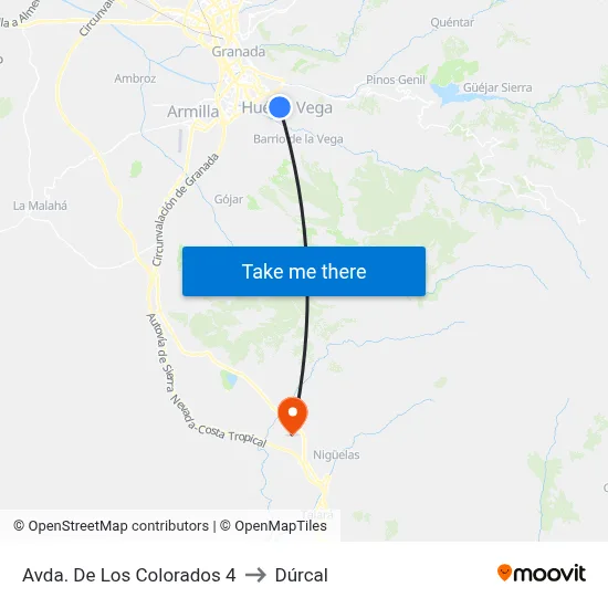Avda. De Los Colorados 4 to Dúrcal map