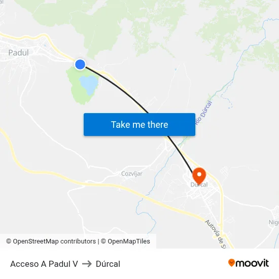 Acceso A Padul V to Dúrcal map