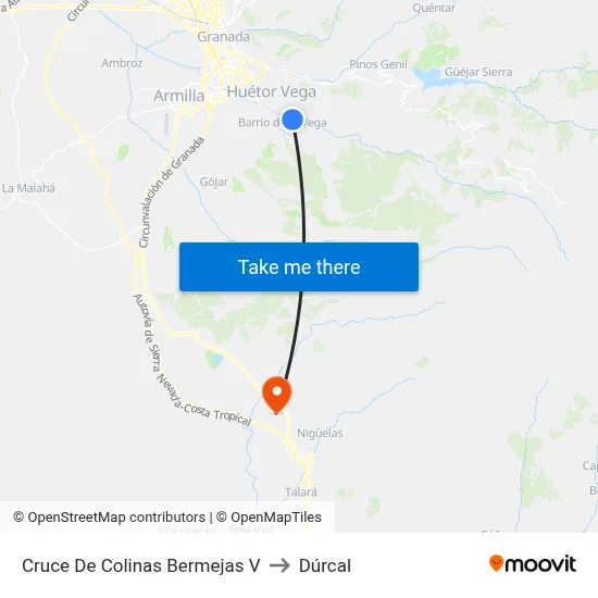 Cruce De Colinas Bermejas V to Dúrcal map