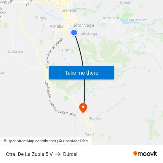 Ctra. De La Zubia 5 V to Dúrcal map