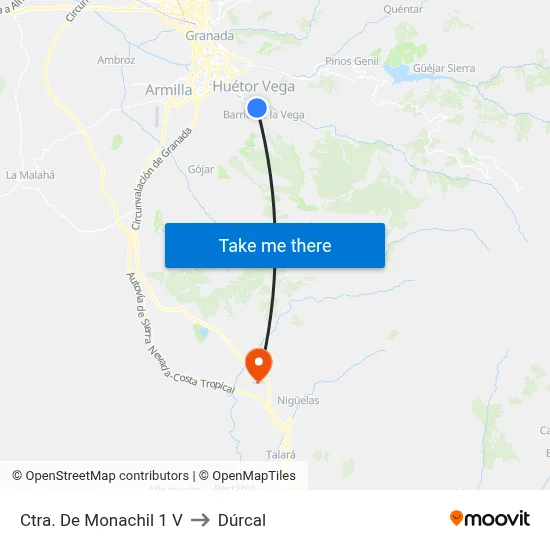 Ctra. De Monachil 1 V to Dúrcal map