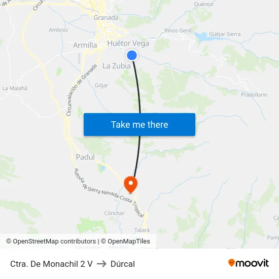 Ctra. De Monachil 2 V to Dúrcal map