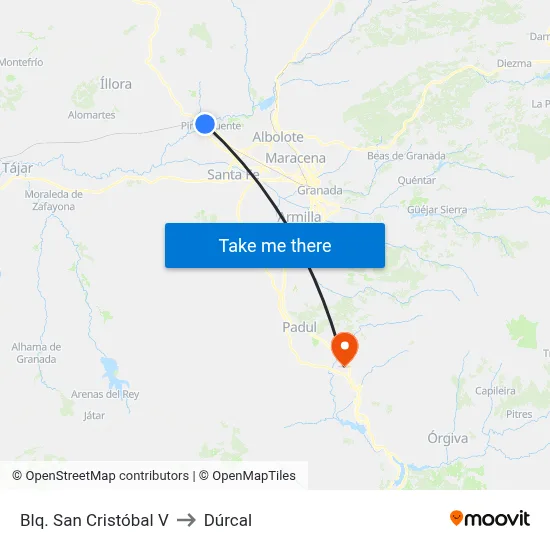 Blq. San Cristóbal V to Dúrcal map