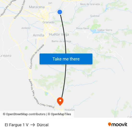 El Fargue 1 V to Dúrcal map