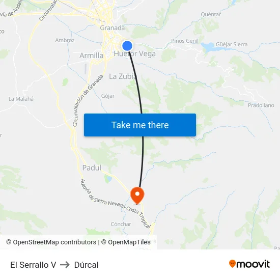 El Serrallo V to Dúrcal map