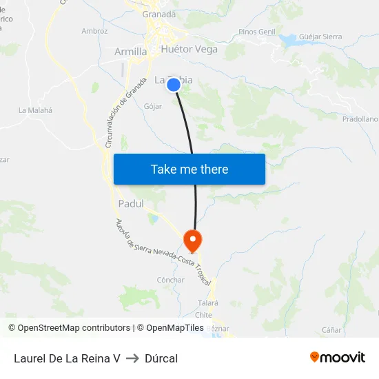 Laurel De La Reina V to Dúrcal map