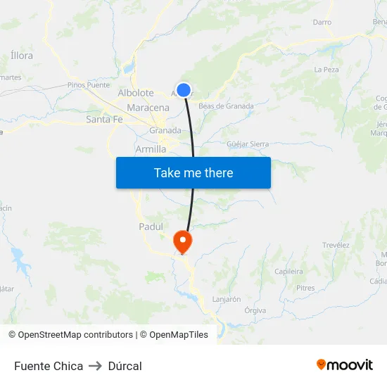 Fuente Chica to Dúrcal map