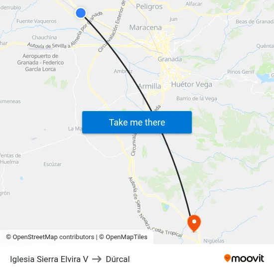 Iglesia Sierra Elvira V to Dúrcal map