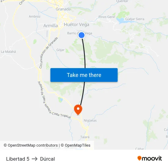 Libertad 5 to Dúrcal map