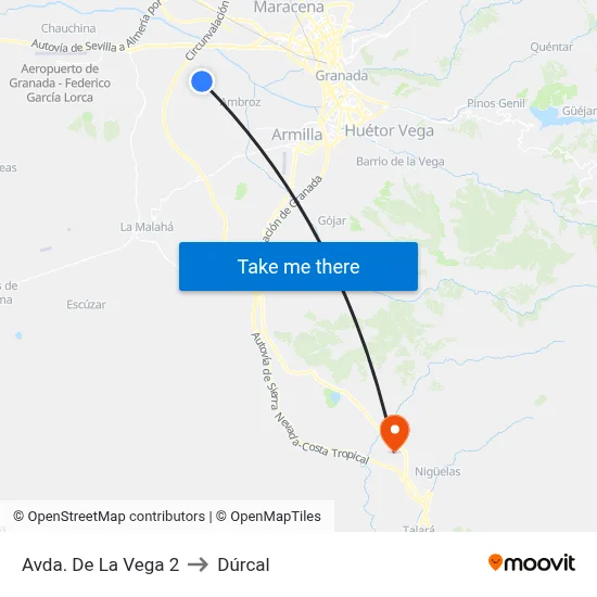 Avda. De La Vega 2 to Dúrcal map