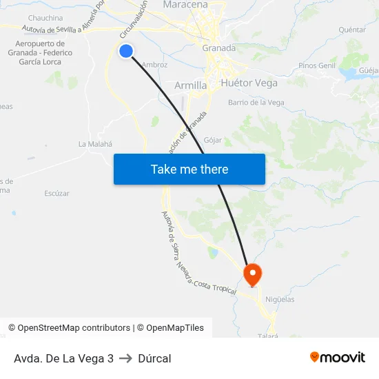 Avda. De La Vega 3 to Dúrcal map