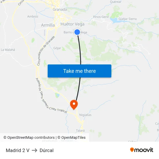 Madrid 2 V to Dúrcal map