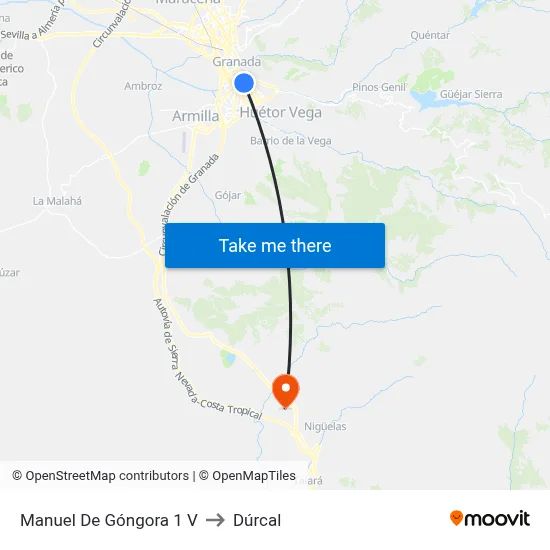 Manuel De Góngora 1 V to Dúrcal map