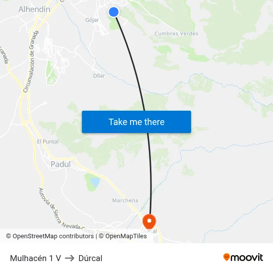 Mulhacén 1 V to Dúrcal map
