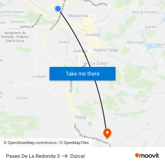 Paseo De La Redonda 3 to Dúrcal map
