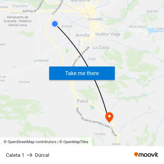 Caleta 1 to Dúrcal map