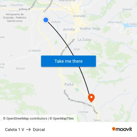 Caleta 1 V to Dúrcal map