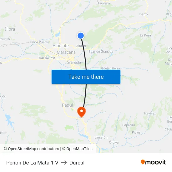 Peñón De La Mata 1 V to Dúrcal map