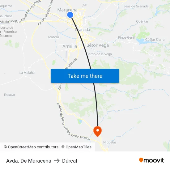 Avda. De Maracena to Dúrcal map