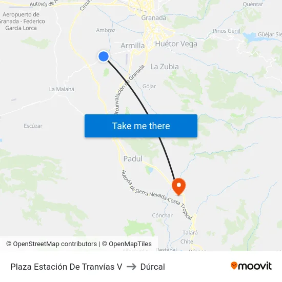 Plaza Estación De Tranvías V to Dúrcal map