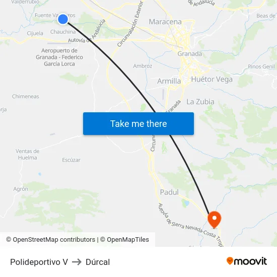 Polideportivo V to Dúrcal map