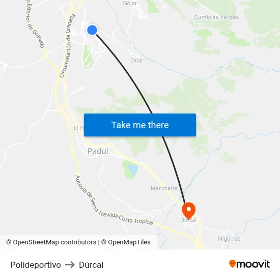 Polideportivo to Dúrcal map