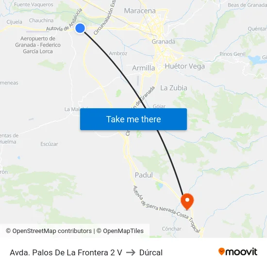 Avda. Palos De La Frontera 2 V to Dúrcal map