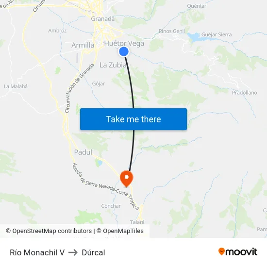 Río Monachil V to Dúrcal map