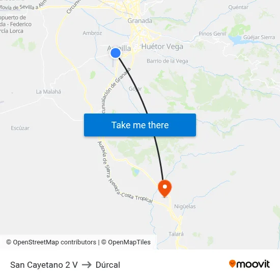 San Cayetano 2 V to Dúrcal map