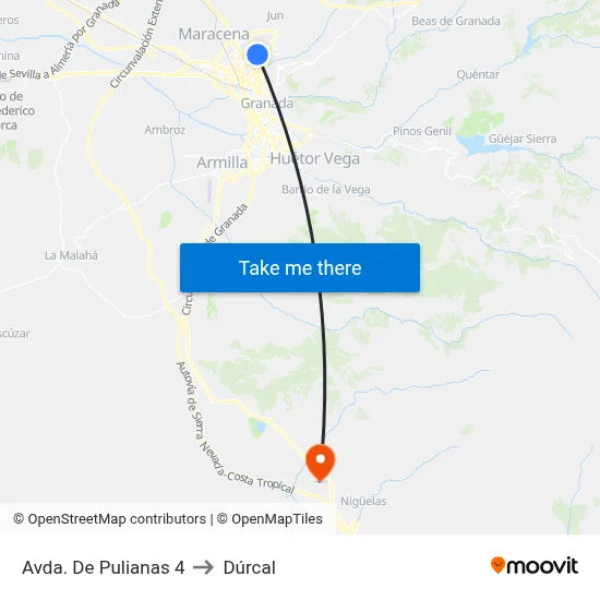 Avda. De Pulianas 4 to Dúrcal map