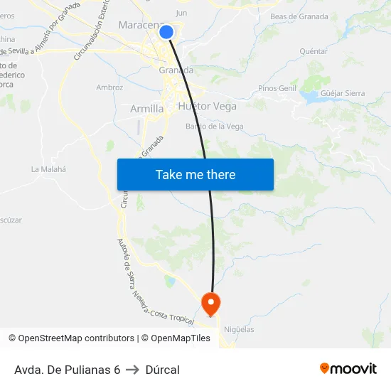 Avda. De Pulianas 6 to Dúrcal map