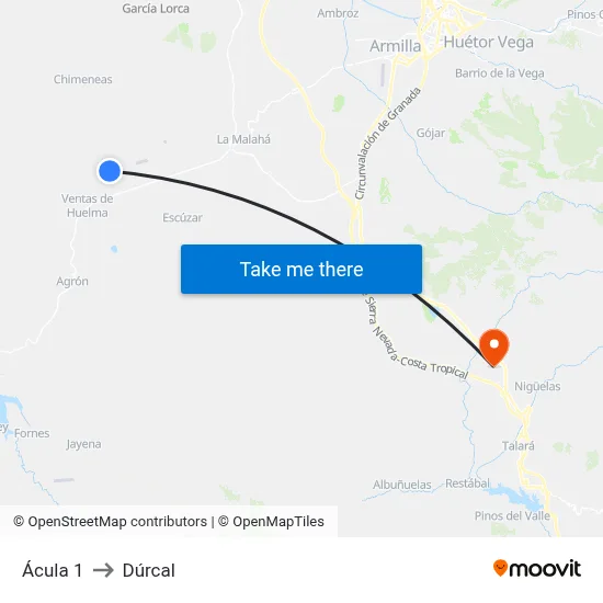 Ácula 1 to Dúrcal map
